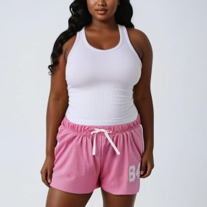 Plus Mesh Graphic Athletic Shorts