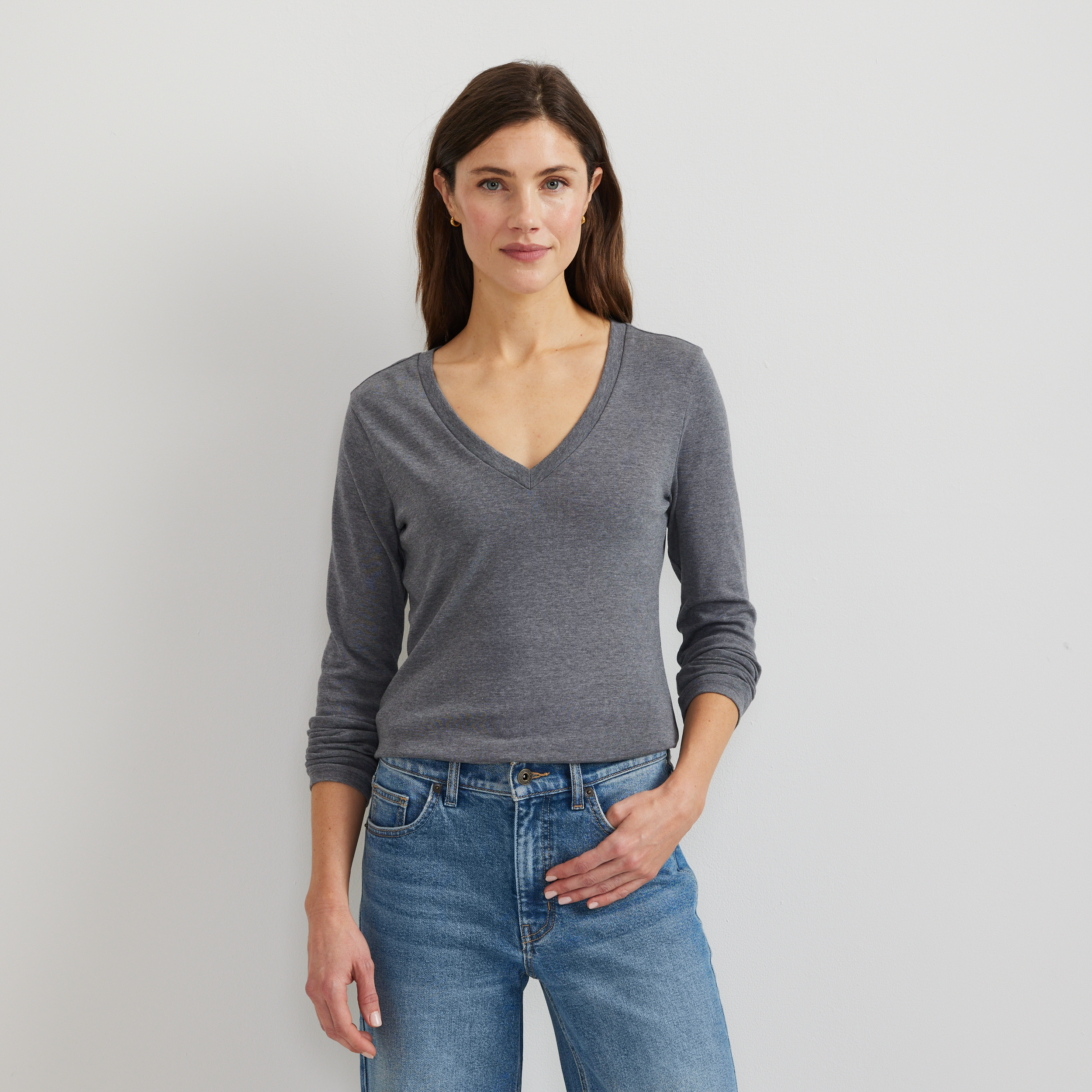 Women's Everyday Long-Sleeve V-Neck T-Shirt - Image 21