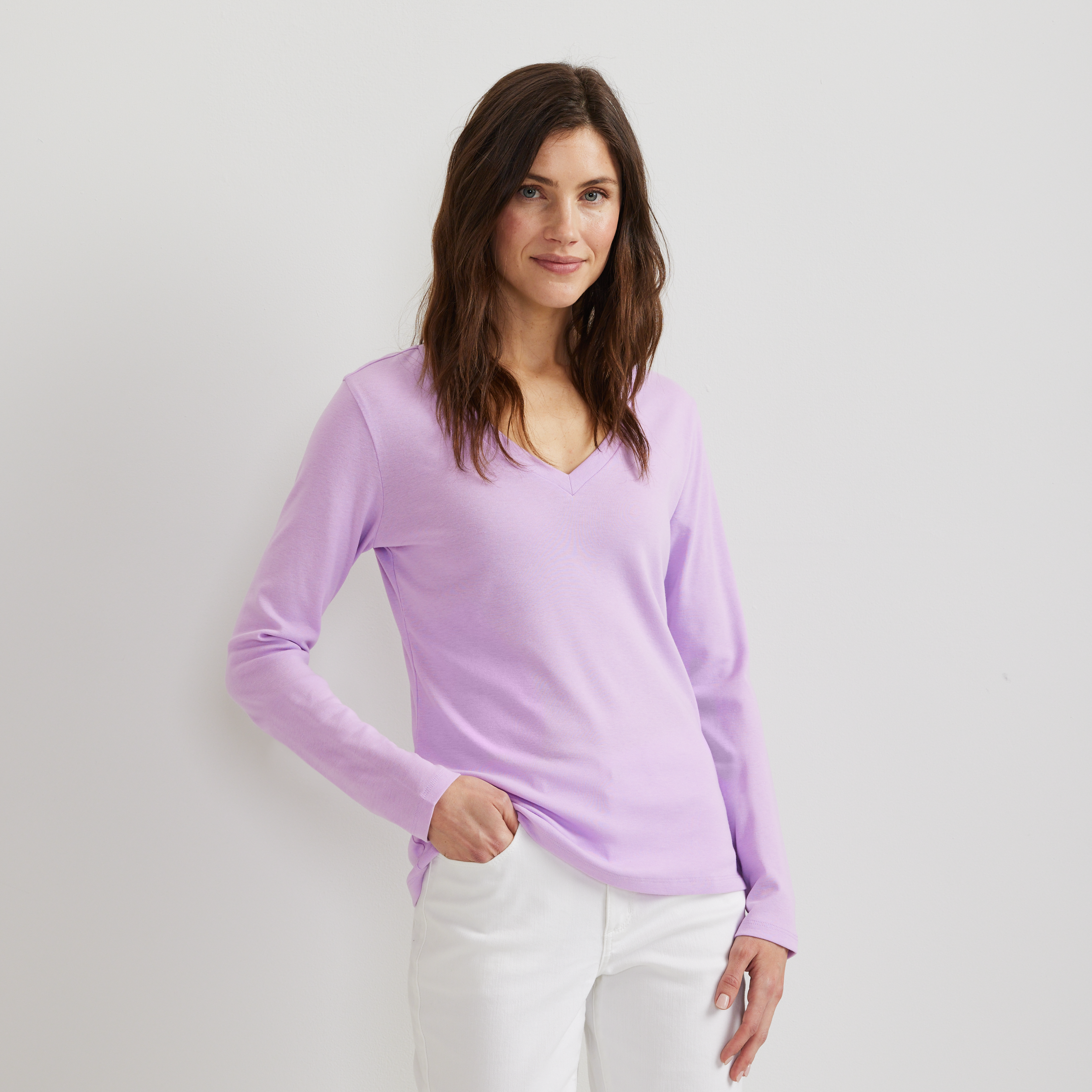 Women's Everyday Long-Sleeve V-Neck T-Shirt - Image 23
