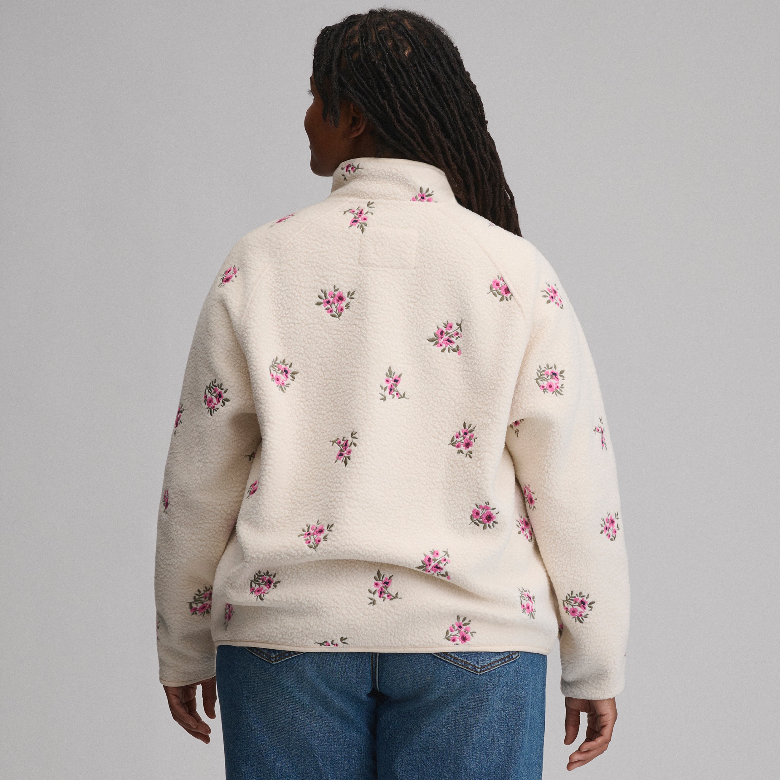 Women's Plush Fleece Snap-Mock Pullover - Embroidered - Image 2