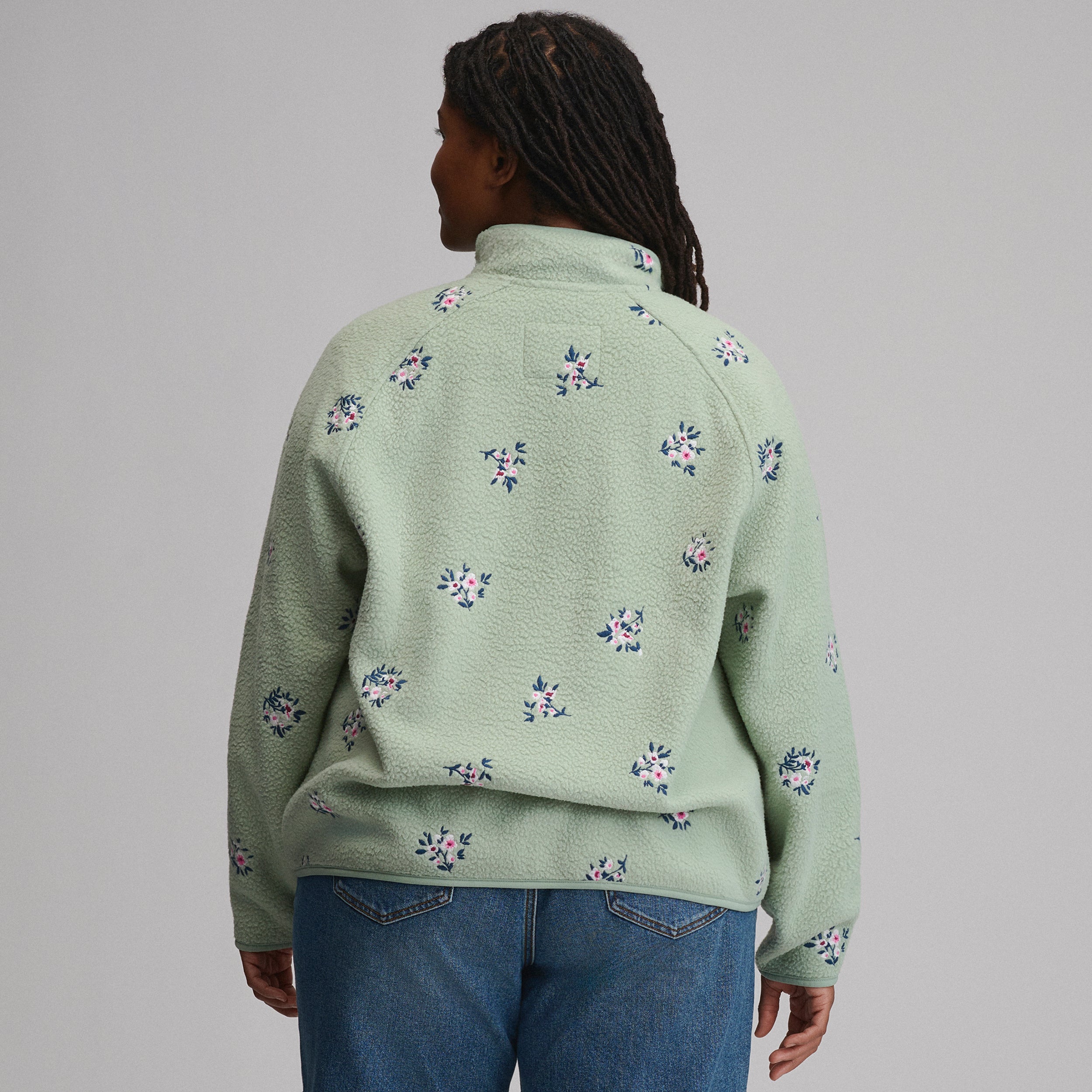 Women's Plush Fleece Snap-Mock Pullover - Embroidered - Image 6