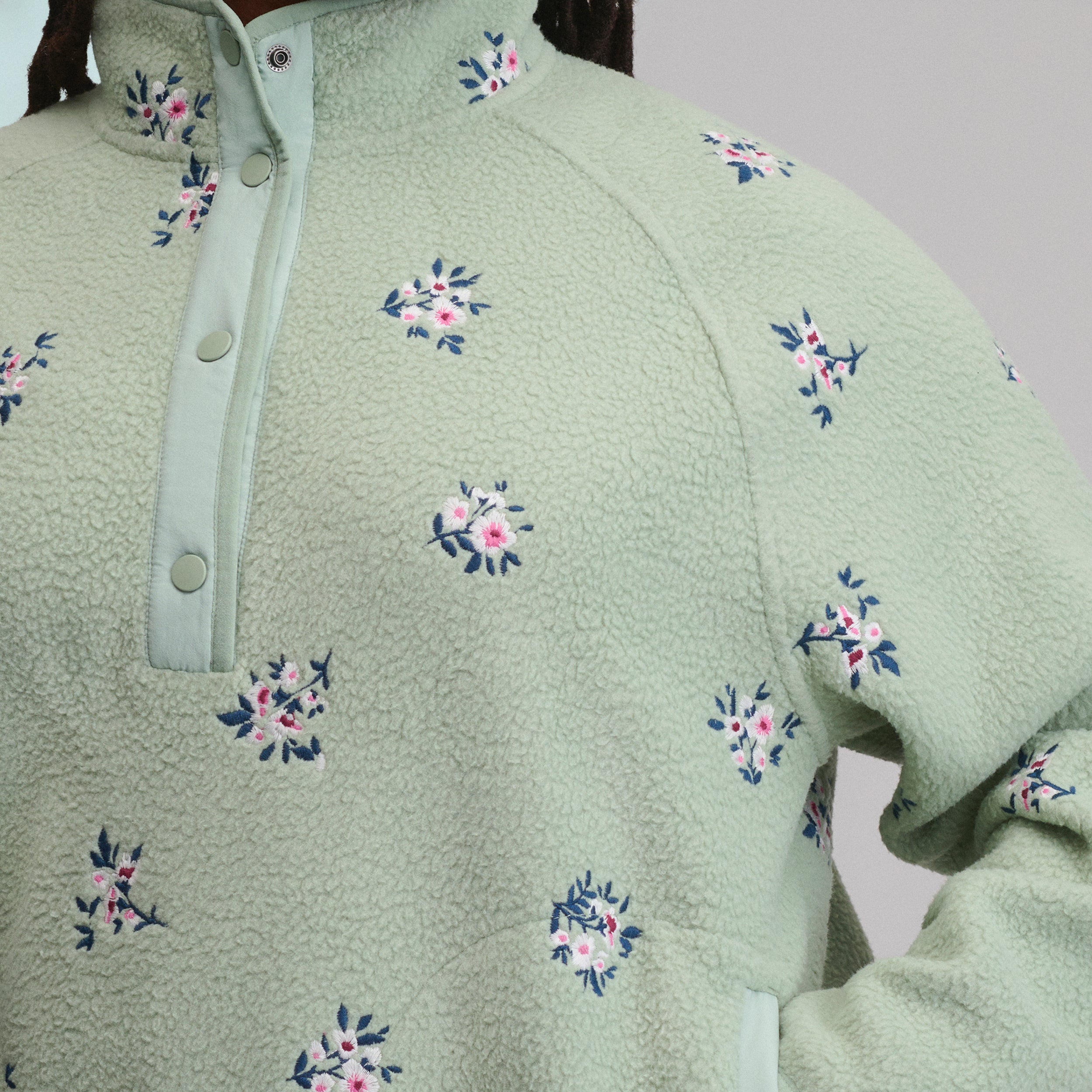 Women's Plush Fleece Snap-Mock Pullover - Embroidered - Image 7