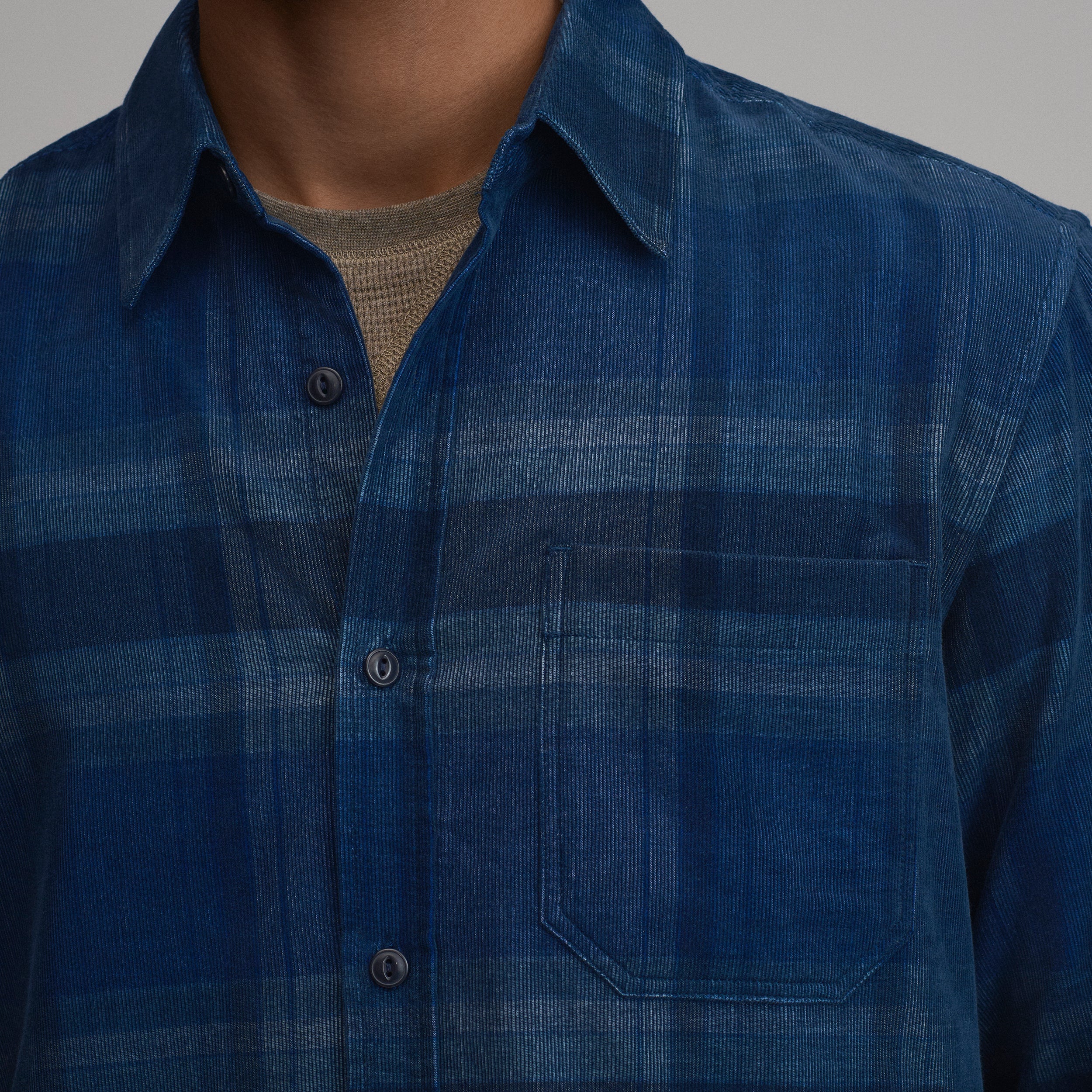 Men's Long-Sleeve Fine Wale Corduroy Shirt - Plaid - Image 3