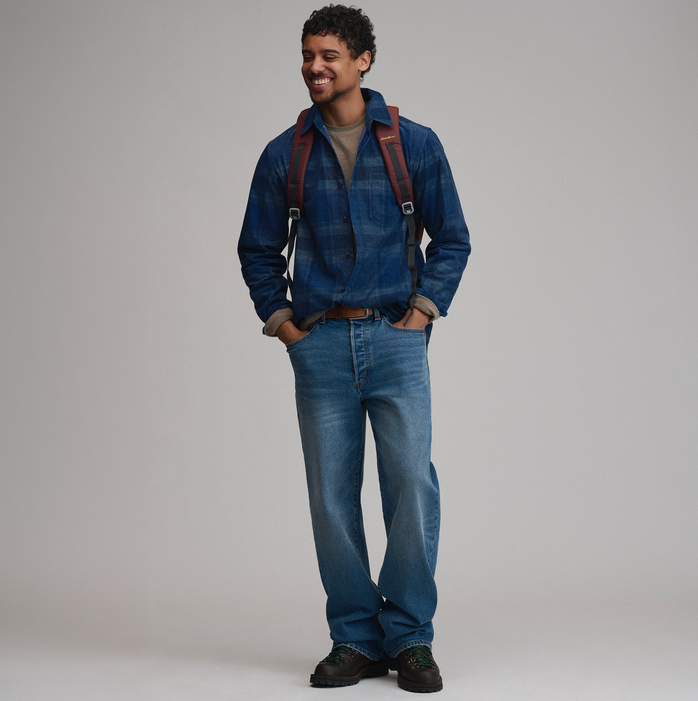 Men's Long-Sleeve Fine Wale Corduroy Shirt - Plaid - Image 4