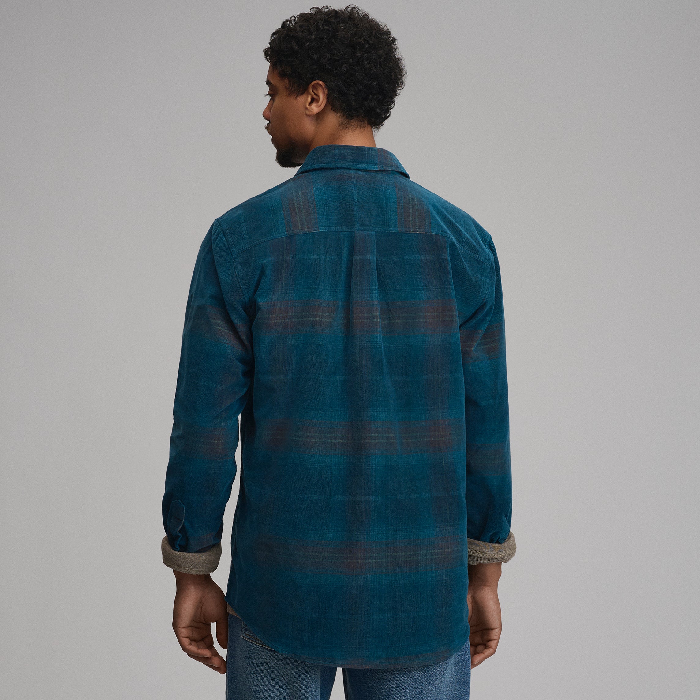 Men's Long-Sleeve Fine Wale Corduroy Shirt - Plaid - Image 6