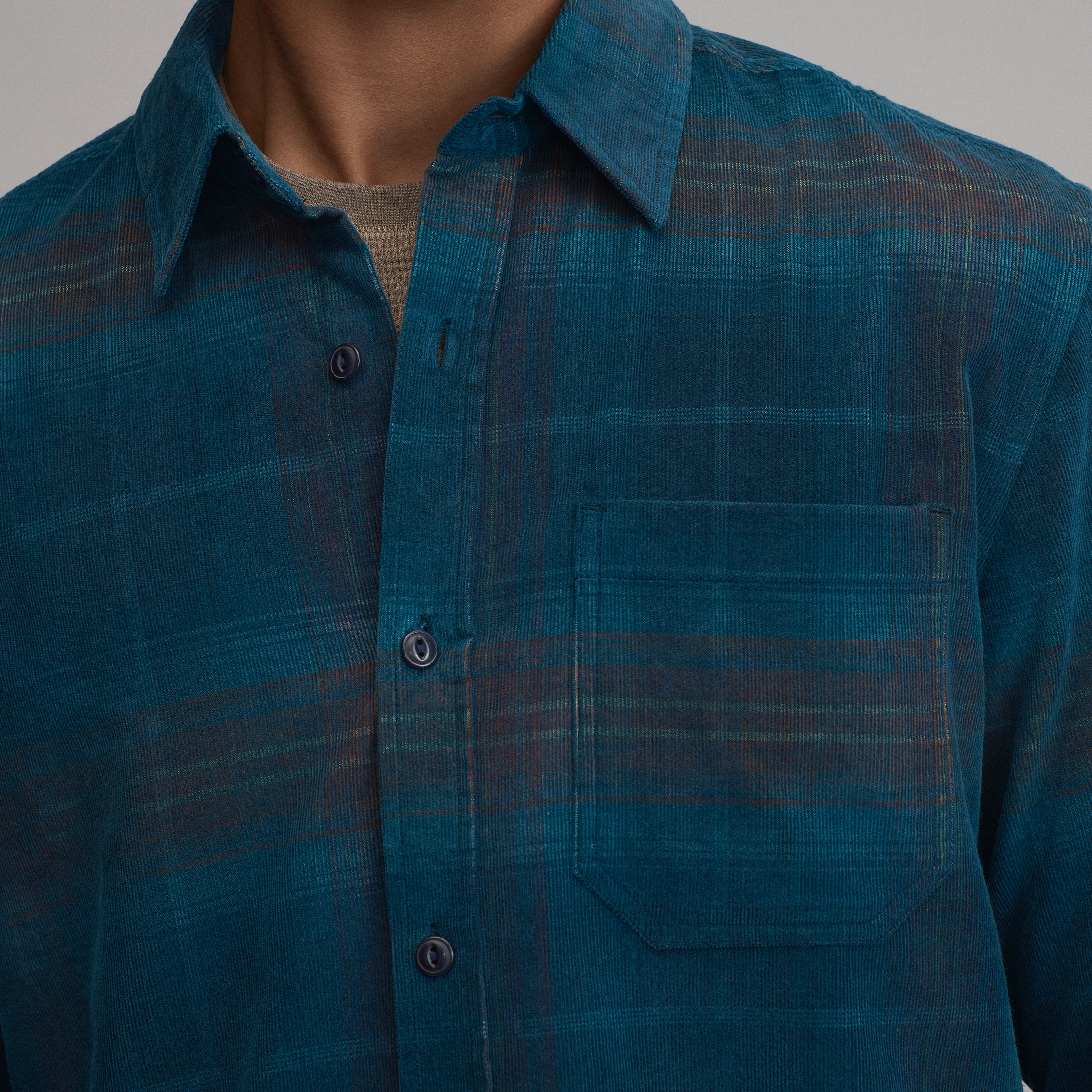 Men's Long-Sleeve Fine Wale Corduroy Shirt - Plaid - Image 7