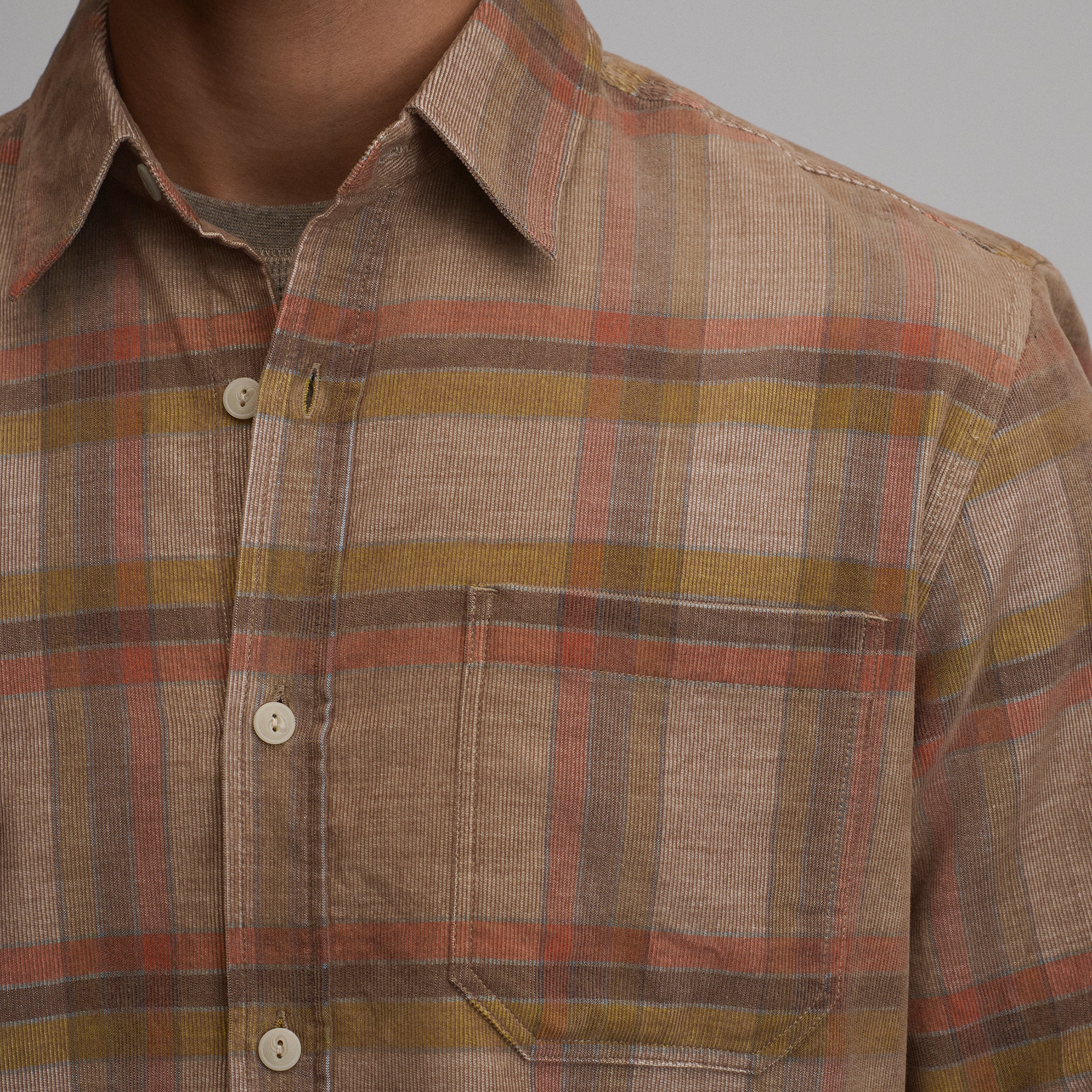Men's Long-Sleeve Fine Wale Corduroy Shirt - Plaid - Image 11