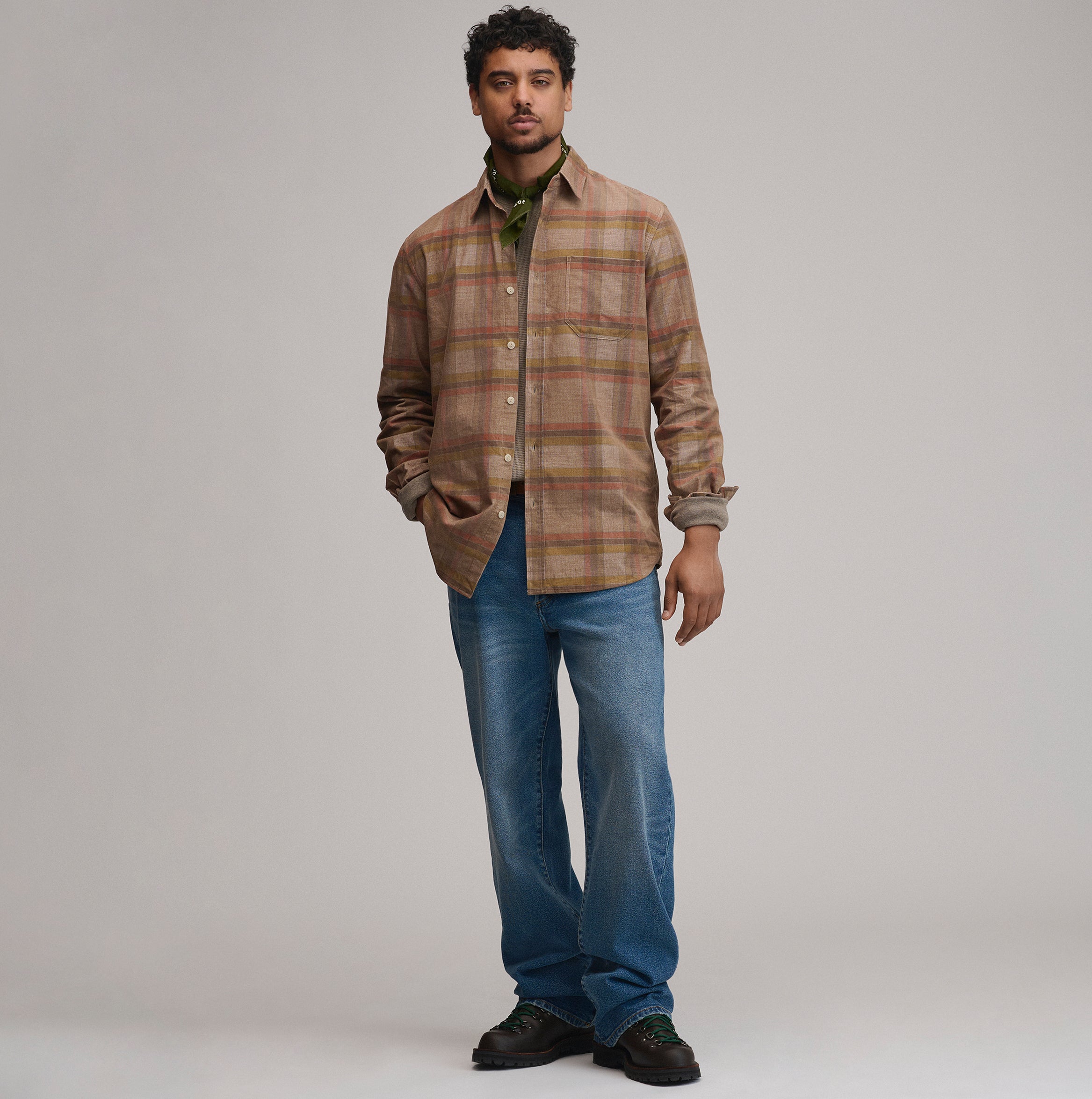 Men's Long-Sleeve Fine Wale Corduroy Shirt - Plaid - Image 12