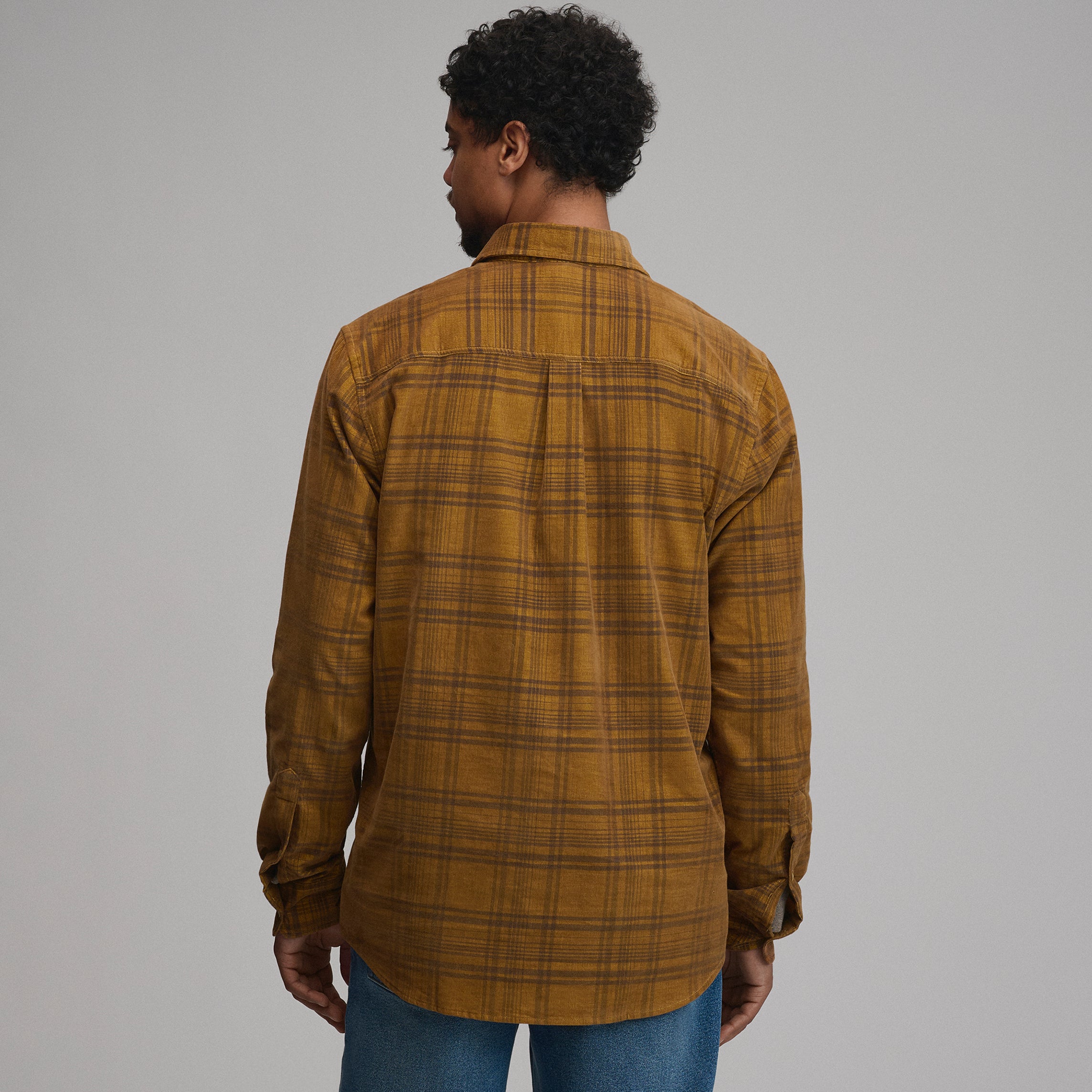 Men's Long-Sleeve Fine Wale Corduroy Shirt - Plaid - Image 14