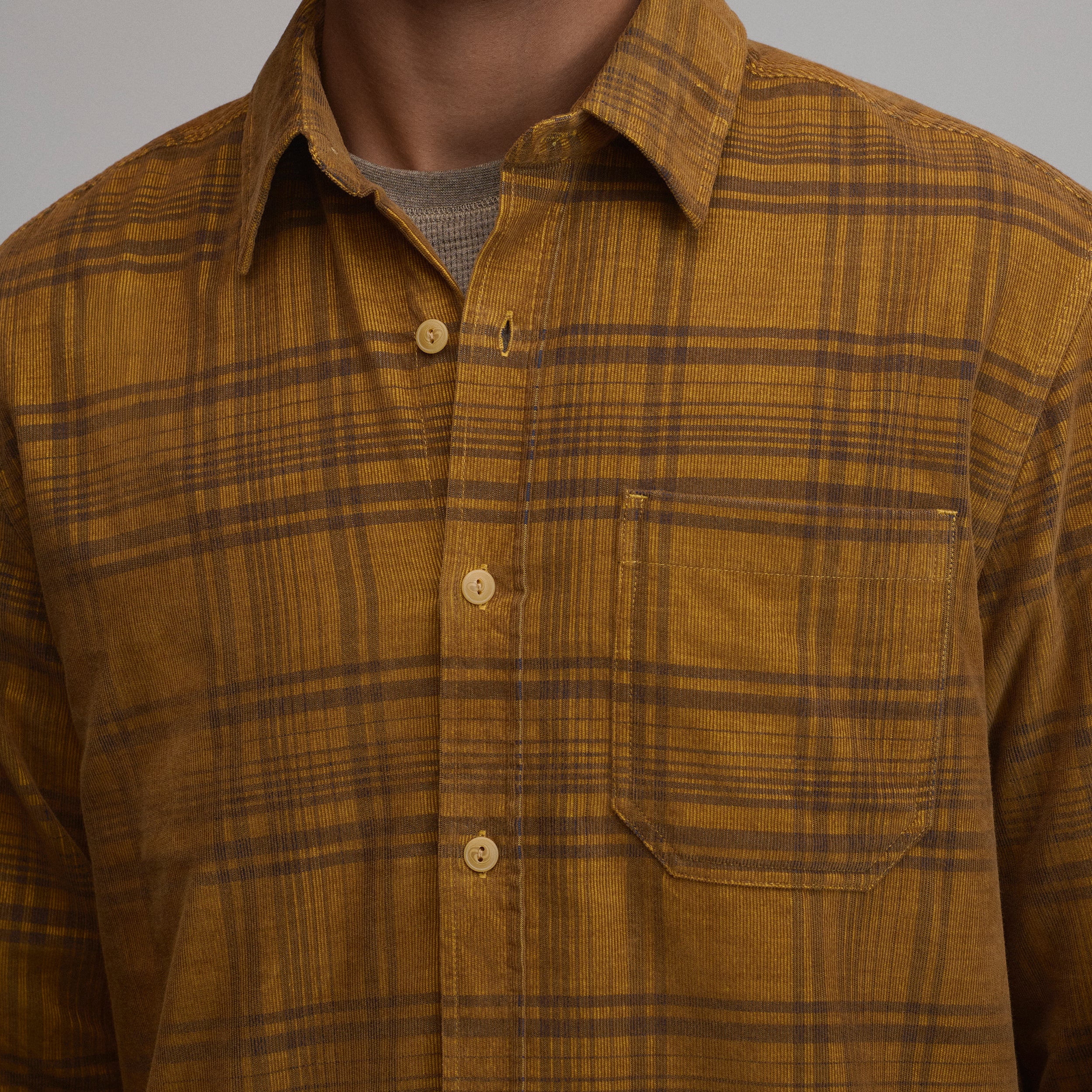 Men's Long-Sleeve Fine Wale Corduroy Shirt - Plaid - Image 15