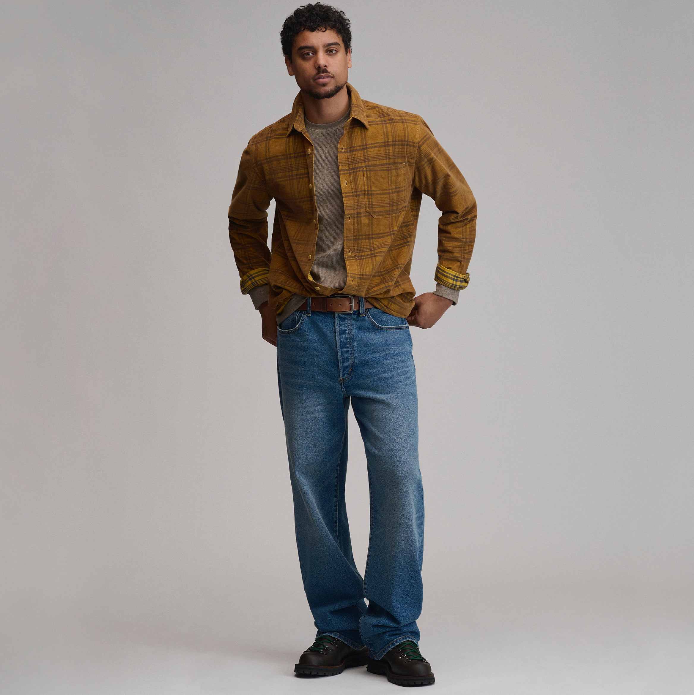 Men's Long-Sleeve Fine Wale Corduroy Shirt - Plaid - Image 16