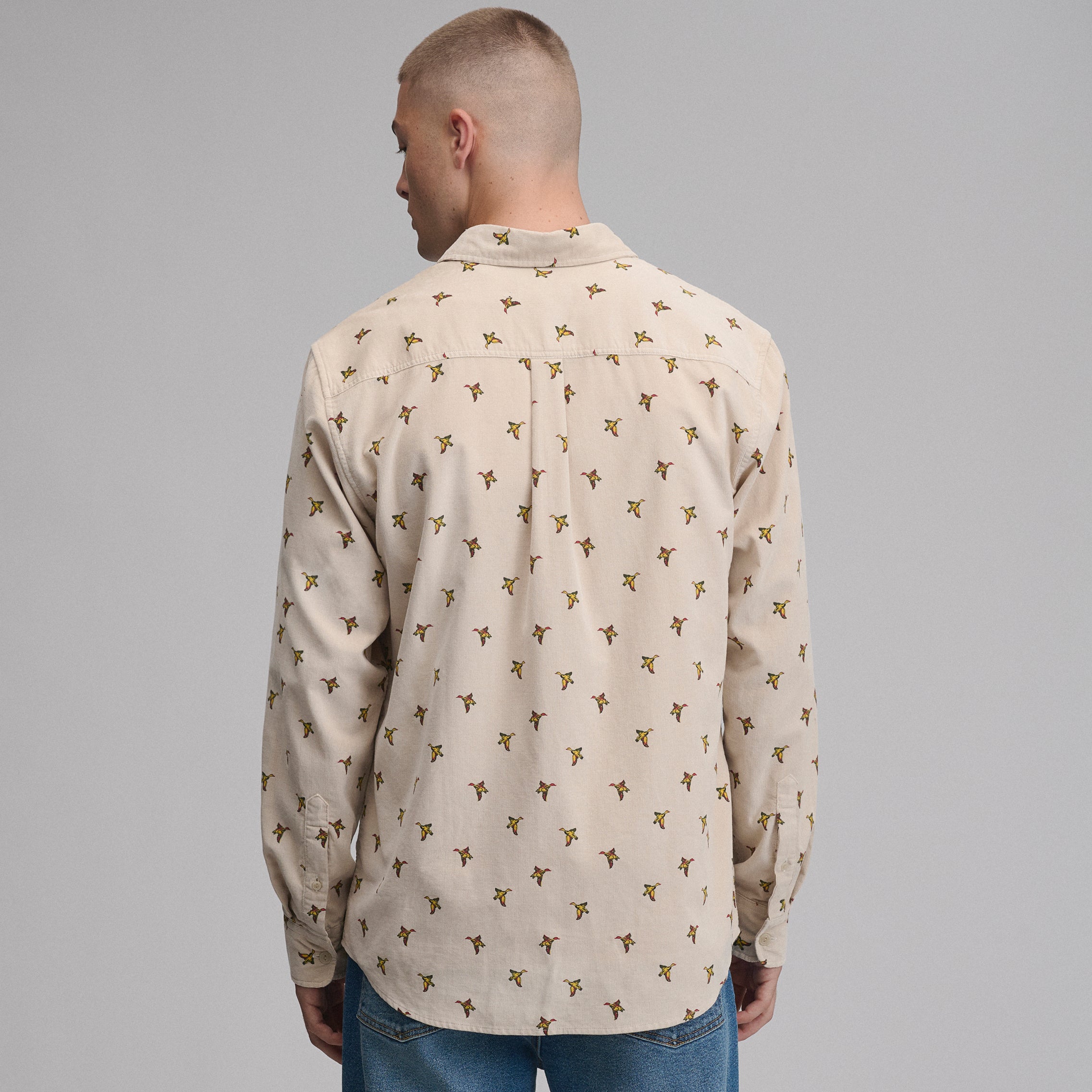 Men's Long-Sleeve Fine Wale Corduroy Shirt - Print - Image 2