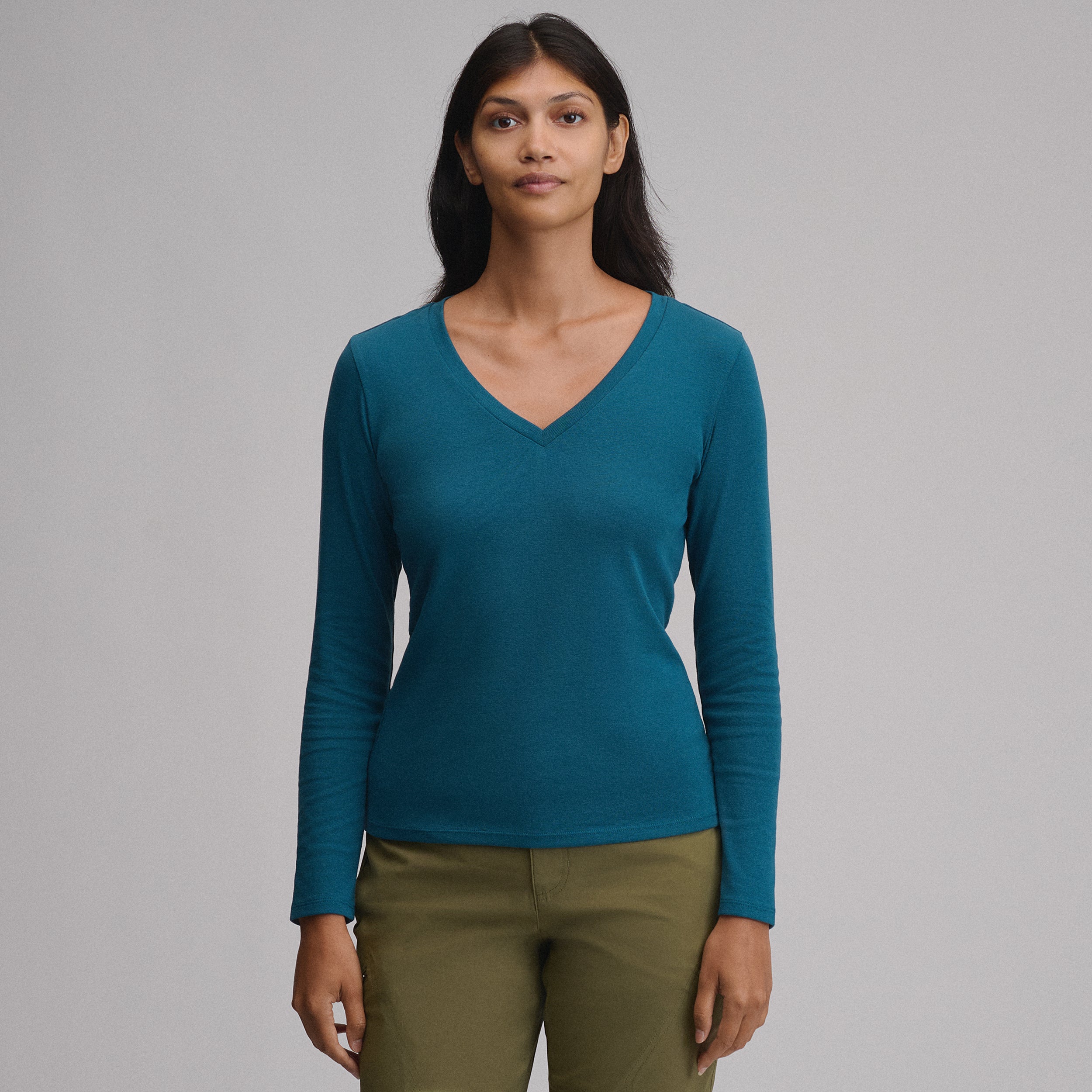 Women's Everyday Long-Sleeve V-Neck T-Shirt - Image 27