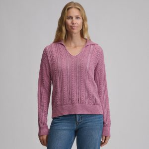 Women's Long-Sleeve Slub Johnny Collar Sweater