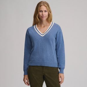 Women's Everyday V-Neck Sweater - Tipped Collar