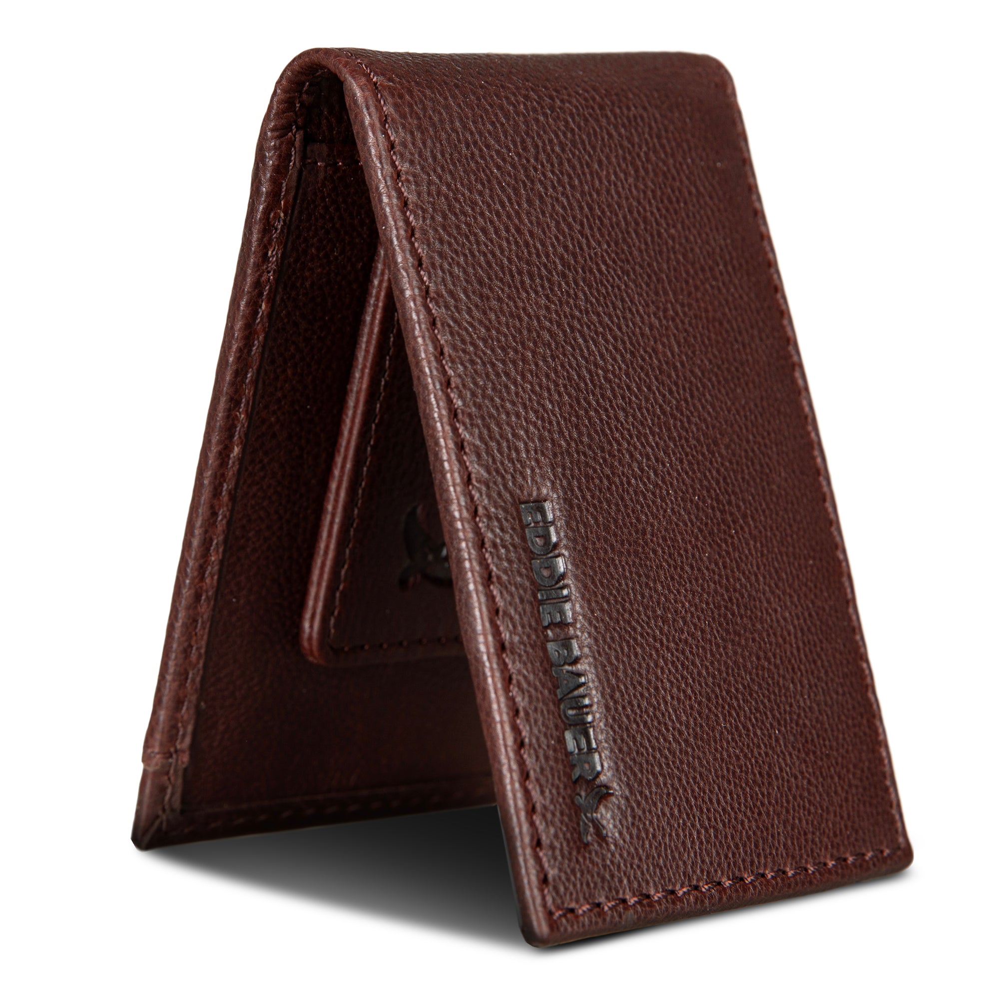 EB Signature Logo Leather Bifold With Money Clip Wallet - Image 18