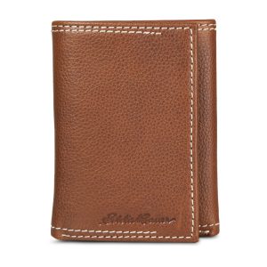 EB Signature Top Stitch Leather Trifold Wallet