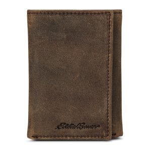 Leather Trifold Wallet With Embossed Sasquatch