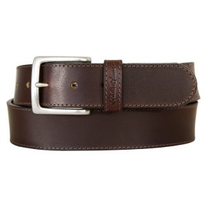Men's Rugged Leather Belt With Stretch Tab And Sasquatch Design