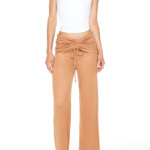 Ruched Drawstring Foldover Pants
