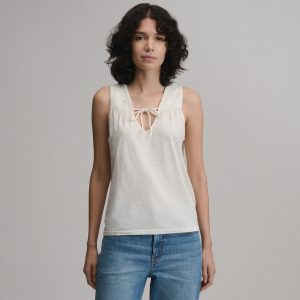 Women's Sunwashed Cotton Tie Front Tank